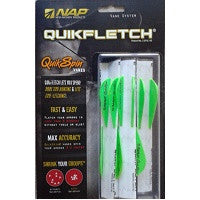 NAP Quikfletch Quikspin 2" White, Green, Green #60-635 - 6 Pack